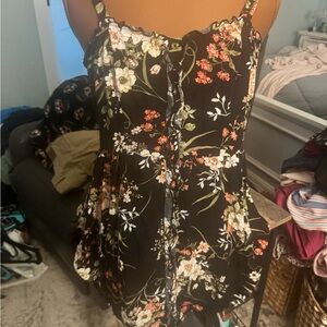 Xhilaration Black and White Floral Top